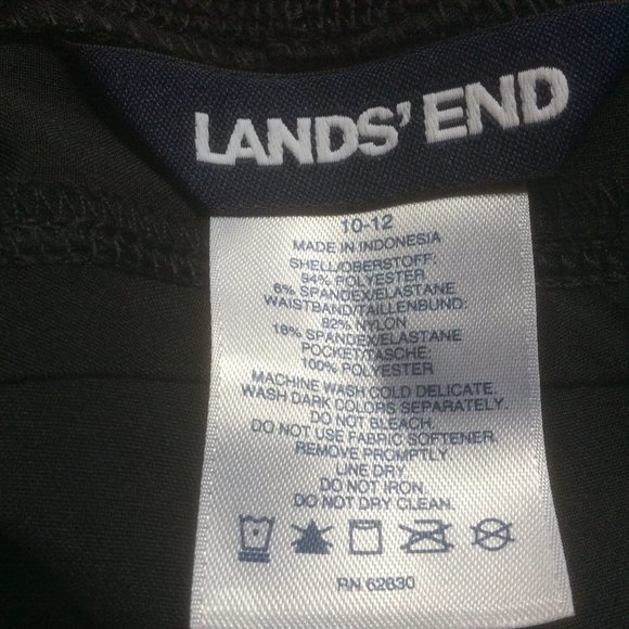 Lands' End Black Wide Leg High Rise Classic Relaxed Everyday Active Pants 10-12 - Picture 3 of 4